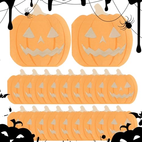 Aizuoni Halloween-Dinnerservietten,Halloween-bedrucktes Seidenpapier - Kürbisbedruckte, sehr saugfähige Papierservietten, dekorative Halloween-Getränkeservietten,3 Lagen Dinner-Papier-Partyservietten von Aizuoni