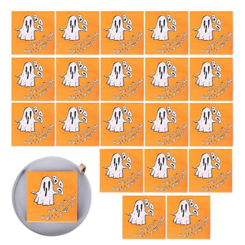 Aizuoni Halloween-Papierservietten,Geisterservietten - Halloween-Dekorationspapierhandtücher - Halloween-Servietten-Partydekorationen, bedruckte Servietten mit Halloween-Boo-Geistermotiv für von Aizuoni