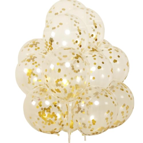 Aizuoni Luftballons mit goldenem Papier, goldene Konfetti-Luftballons | 12 Zoll Konfetti-Luftballons Latex 100 Stück Partyballon - Mehrfarbiger Pailletten-Ballon mit goldenem Papier, transparente von Aizuoni