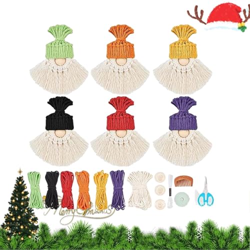 Aizuoni Makramee-Weihnachtswichtel-Set - Makramee-Wichtel- -Set Für Weihnachtsatmosphäre, Makramee Zubehör, Deko Bastelset Weihnachten, Weihnachtsschmuck, Macrame Cord von Aizuoni