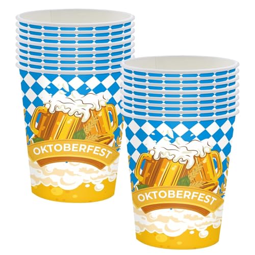 Aizuoni Oktoberfest-Zubehör,Oktoberfest-Geschirr - 24-teiliges Geschirrset zum Sammeln,Blaue und weiße Flagge mit bayerischem Oktoberfest-Zubehör, für 24 Gäste beim deutschen Bierfest von Aizuoni