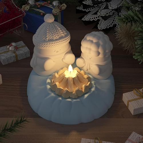 Aizuoni Silikonformen Weihnachten Set, Schneemann Figur Statuenformen, Winter Niedliche Schneemann Bastel-Silikonform | Home Seasonal Decor Kerzenherstellungsharzform Für Schokolade, Fondant von Aizuoni