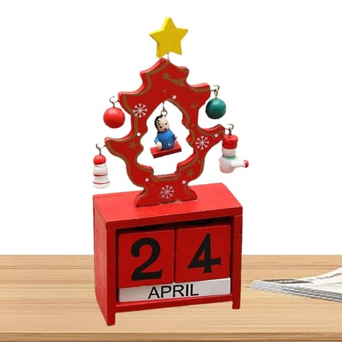 Aizuoni Weihnachts-Countdown-Kalender,Weihnachtskalender-Countdown | Weihnachtsbaum-Tischkalender aus Holz - Tage bis Weihnachten Countdown-Kalender, Weihnachtsbaum, Monat, Datum, Schreibtischzubehör von Aizuoni