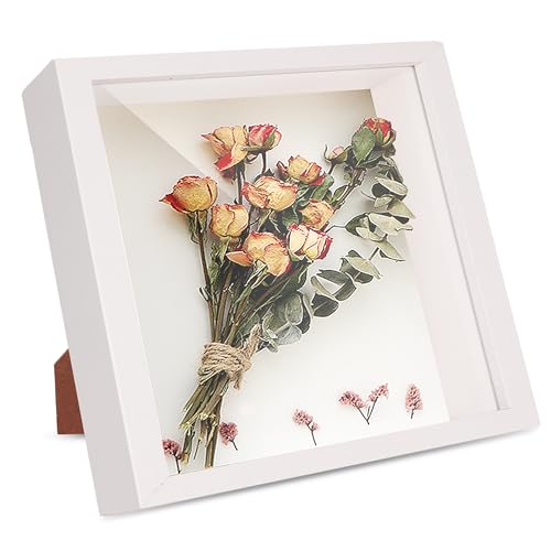 3D Bilderrahmen zum Befüllen - Weiß Tiefer Objektrahmen 30x30 cm Holz Objektrahmen zum Befüllen Shadow Box Frame Objektrahmen mit HD-Acryl (30 x 30 cm) von Ajerg