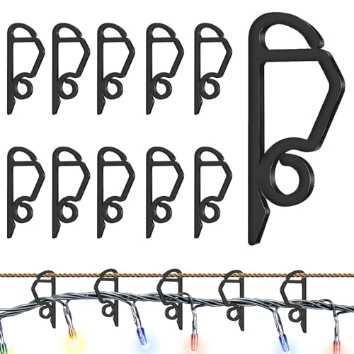 Ajuanbazha 120 Stück Weihnacht Licht Clips, Weihnachtslicht Clips füR Weihnachtsaußenbeleuchtung, Dachrinnenhaken für Weihnachten Außen Dekorativer Lichter (Schwarz) von Ajuanbazha