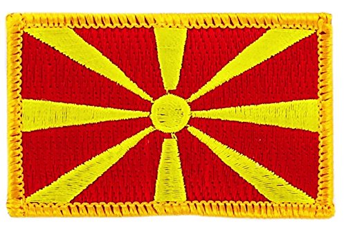 Patch Aufnäher Bestickt Flagge Macedoine Macedonien zum Aufbügeln Abzeichen Backpack von Akachafactory