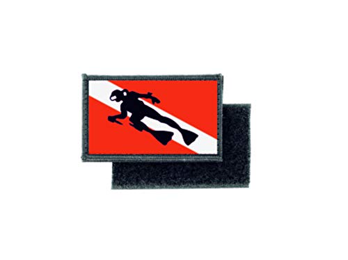 Akachafactory Aufnäher Patch aufbügler Flagge Fahne taucherflagge Scuba tauchen Taucher r1 von Akachafactory