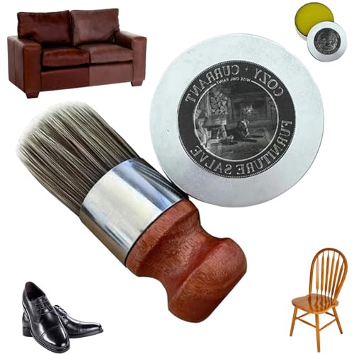 Akayoo elchenbalsam - Leder & holzpflege,Wise Owl Furniture Salve,elchen Balsam für Leder,Protective Leather Salve,mit Wildschweinborsten Bürste,owl möbelsalbe für Leder, Tische, Treppen und Sofas von Akayoo