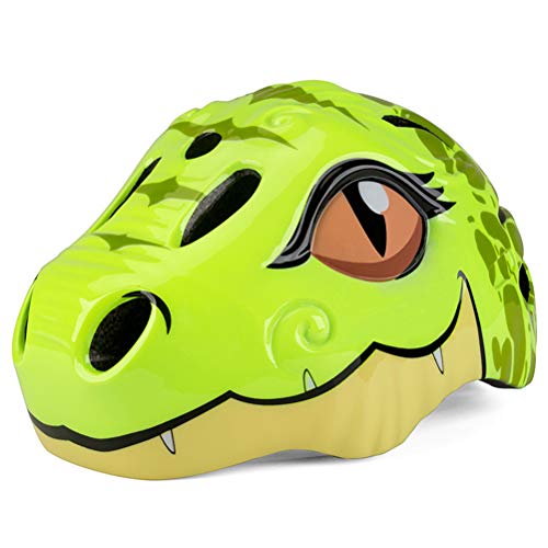 Kids Safety Fahrradhelm mit LED-Licht hinten 3D Animals Cartoon Dinosaurier Helm zum Skaten Scooter Bike Girls Boys Geschenke von Akemaio