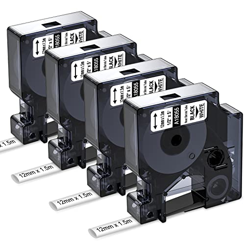 Aken 18055 Kompatibel mit Dymo Rhino Industrie Schrumpfschlauch-Kabeletiketten 12mm x 1.5m Kompatibel mit DYMO Rhino 4200, 5200, 5000,1000, 3000, 6000, ILP-219 von Aken