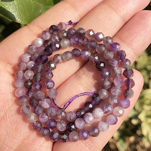 Naturstein Blauer Saphir Kleine Mikro Facettierte Perlen für Frauen Schmuck Herstellung DIY Armband Zubehör-Amethyst-3mm 115 Stück von AkmAsk