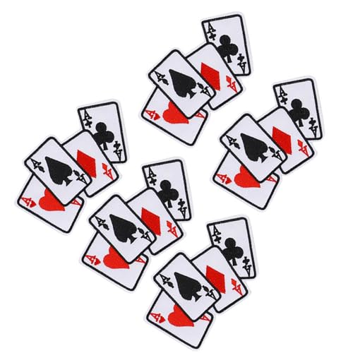 5 Stück Poker Ace Kleidung Patch Eisen auf Spielkarte Applikation DIY T-Shirt Stoff Aufkleber, Multifunktionales Zubehör für den Heimgebrauch von Akozon