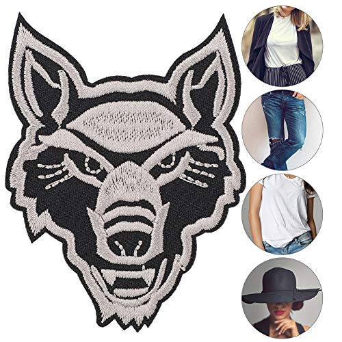 6 Stück Niedlicher Wolfsjunges-Aufnäher, Wolfskopf, Zum Aufbügeln, DIY-T-Shirt, Kleidung, Stoffaufkleber, Multifunktionales Zubehör für den Heimgebrauch (grauer Wolfskopf) von Akozon