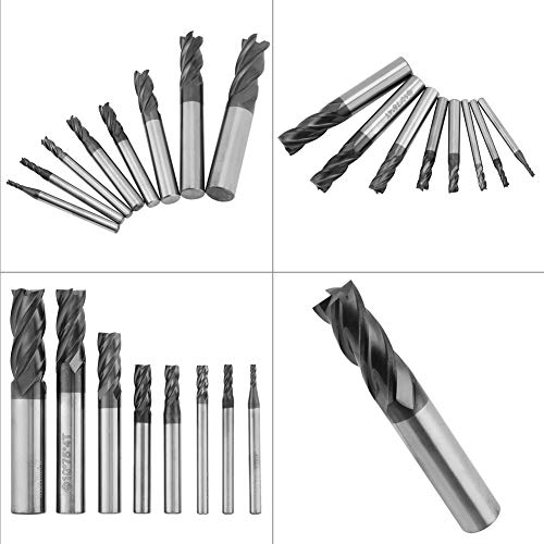 8 Stück 2–12 Mm 4 Nuten Hartmetall-Schaftfräser-Set Wolframstahl Fräser-Werkzeug-Set 8 Stück 2–12 Mm 4 von Akozon