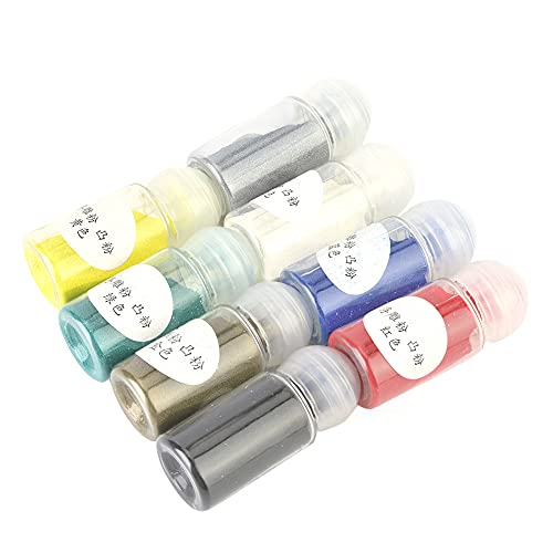 8 Stück Scraooking Dekoration Papierhandwerk Transparentes Mehrfarbiges Prägepulver 10 Ml/Flasche Multifunktionales Zubehör für den Heimgebrauch von Akozon