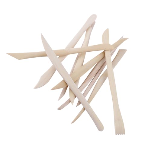 Akozon 10 PCs -Holztonmodellierungswerkzeuge Set - Doppelendige Polymer -Ton -Skulptionswerkzeuge Zum Schnitzen, Glätten und Texturieren von Akozon