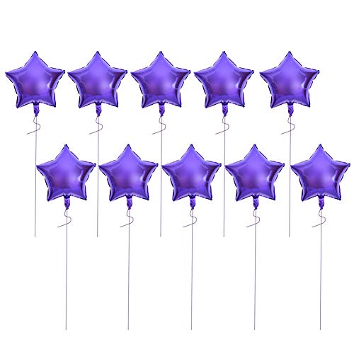 Akozon 10 Stück 10 Fünf-Sterne-Aluminiumfolienballons für Party-, Hochzeits- und Geburtstagsdekorationen – Farbenfrohe, Hochwertige, Sicherheitsgesicherte Heliumballons (PURPLE) von Akozon