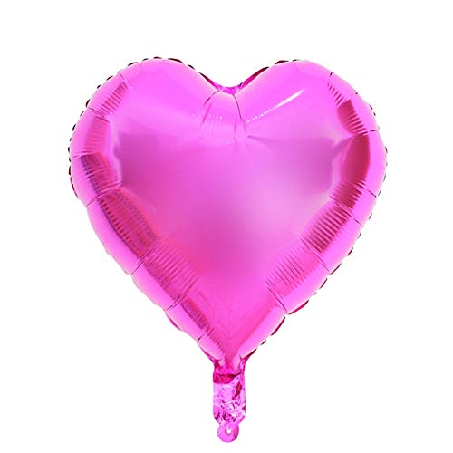 Akozon 10 Stück 10 Zoll Rosa Herzförmige Aluminiumfolienballons für Party, Hochzeit, Geburtstagsdekoration mit Automatischer Versiegelung (Rosenrot) von Akozon