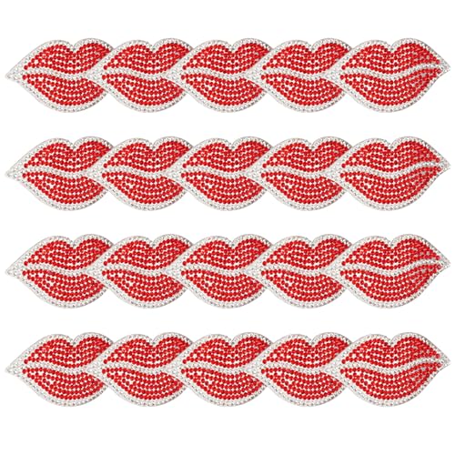 Akozon 20pcs Sexy Rote Lippenstunde - DIY -Harzkristall Heiße Diamantdekoration für Kleidung, Accessoires und Handwerk von Akozon