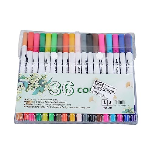 Akozon 36 Farben Dual-Tip-Marker mit Flexiblen Faserpinselspitzen, Professioneller Dual-Pinsel-Marker, Aquarellstift, Multifunktionales Zubehör für den Heimgebrauch von Akozon