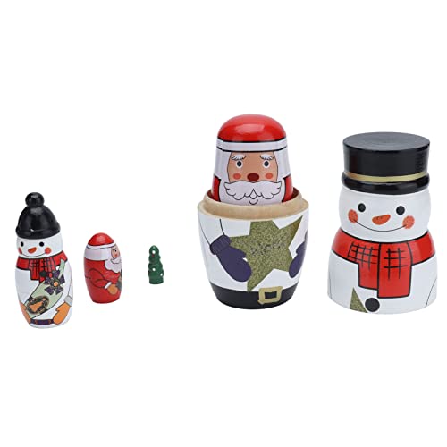 Akozon 5 Stück Nesting Dolls, Glänzend, Rund, Einzigartiger Weihnachtsstil, Attraktive Deko-Ornamente für Festliche Geschenke, Multifunktionales Accessoire für den Heimgebrauch von Akozon