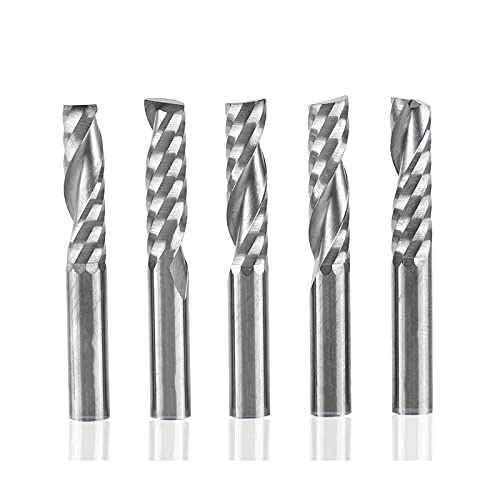 Akozon 6mm Schaft Hartmetall Single Flute Schaftfräser Spiralschneider CNC Fräser Set von 5 von Akozon