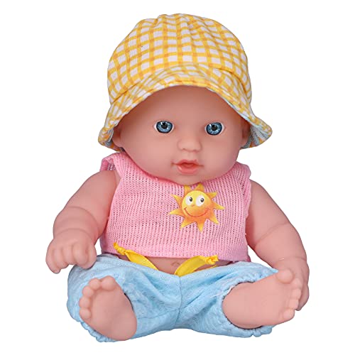 Akozon 8-Zoll-Reborn-Babypuppe – Lebensechte, Weiche Babypuppe mit Realistischen Merkmalen, Beweglichen Gliedmaßen und Farbenfroher Abnehmbarer Kleidung (Q8G-010 Kleine rosa Sonne) von Akozon