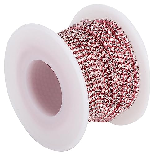 Akozon Bunte Strasskette, 10 Yards/Rolle – Roségold auf Goldbasis, Weiß auf Silberbasis, Rosa, Weiß auf Goldbasis, Bastelbedarf für DIY-Schmuck, Dekorationen und Mehr (Rosa) von Akozon