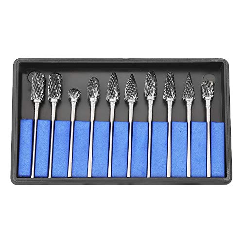 Akozon Drehdatei 10 stücke Diamant Grate Bits Set Werkzeug Hartmetallstahl Grate Drehdateien Metallbearbeitung Carving Tool Set 3 6mm von Akozon