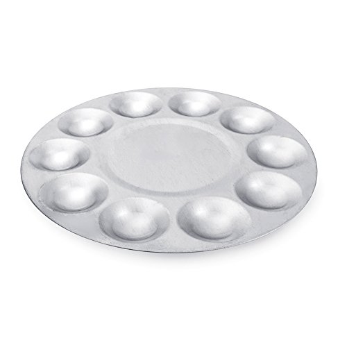 Akozon Farbwanne Mischpalette Paletten Palette Aluminium Paint Mixing Dish 10 Fächer Aquarell Ölfarbe Malerei Malpalette Tablett Mischen Palette 18,7 cm von Akozon