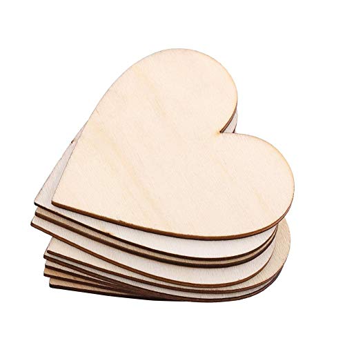 Akozon Holz Liebe Herzform Verschönerung für Hochzeiten Plaques DIY Kunst Handwerk Liebe Karte Machen 10mm-80mm(80mm) von Akozon