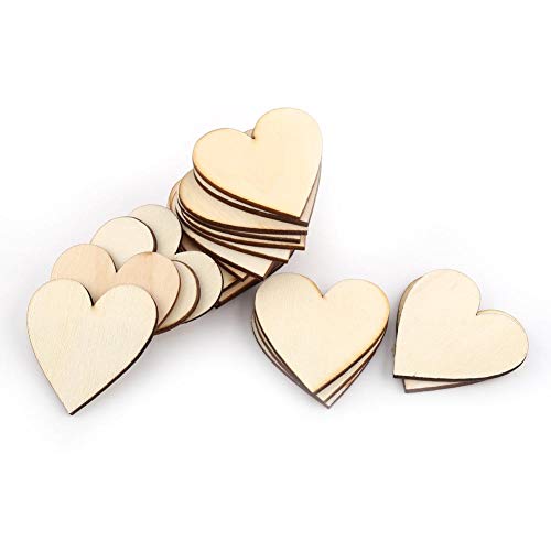 Akozon Holz Liebe Herzform Verschönerung für Hochzeiten Plaques DIY Kunst Handwerk Liebe Karte machen 10mm-80mm(50mm) von Akozon