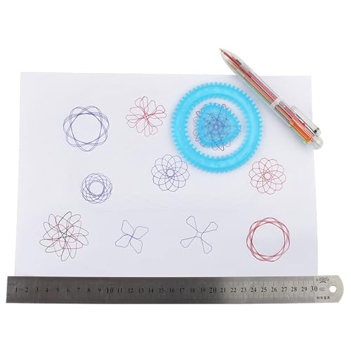 Akozon Kunst-Malwerkzeug-Set für – Spiral-Zeichenlineal-Vorlage für, Kreatives Schreibwarenzubehör mit Mehrfarbigem Stift, Künstlerbedarf für ab 8 Jahren von Akozon