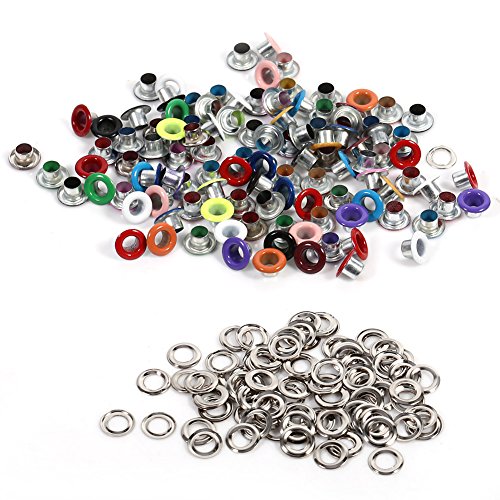 Akozon Metall Ösen Loc4 Farben 100 Sets 4mm Runde Metall Ösen Scrapbooking Karte Loch Leder Handwerk Kleidungsstück Zubehör für Lederhandwerk und Scrapbooking Dekoration zu dekorieren(Gemischte Farbe) von Akozon