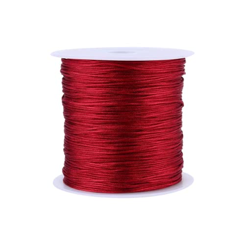 Rote Armbandschnur, Kordel Rattail Makramee-Faden Hilo Nylon 0 Schnur Burgund 100 M X 0,8 Mm Nylon Chinesischer Knoten von Akozon