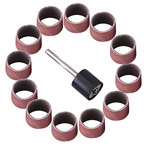 Akozon Schleifen Schleifen Drum Kit,Schleifhülsen Drum Schleifen Schleifpapier Bands Sleeves Dorn Holzbearbeitung Craft Polishing Kit 80/320/600 Grit mit Spanndorn für Rotary drll Werkzeug(600#) von Akozon