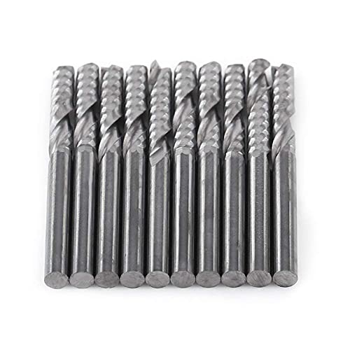 Akozon Single Flute Schaftfräser,10pcs Hartmetall Schaftfräser Single Flute Spiral CNC Fräser 3.175x17mm von Akozon