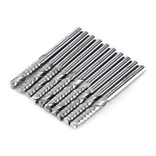 Akozon Single Flute Schaftfräser,10pcs Hartmetall Schaftfräser Single Flute Spiral CNC Fräser 3.175x17mm von Akozon