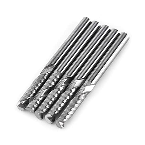 Akozon Single Flute Schaftfräser,3.175mm (1/8") Schaft Einzel Flöte Schaftfräser Fräser Hartmetall Werkzeug CNC Bit set von 5 von Akozon