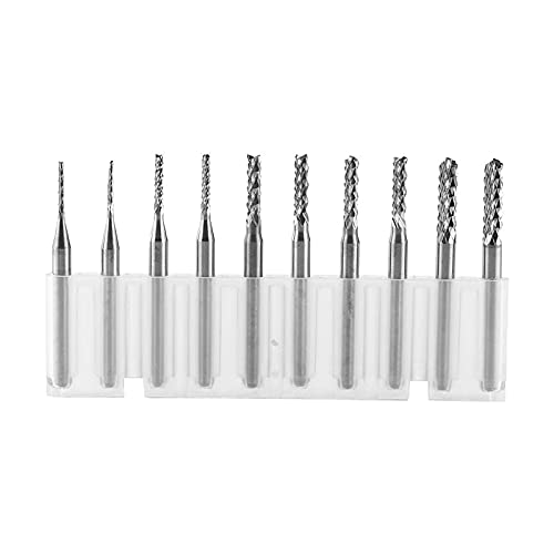 Akozon Tungsten Carbide Schaftfräser Gravierfräser Schneidkante 1.0-3.0mm set von 10pcs Gravur Bit Set Stich Schneiden Bit PCB CNC Fräser Stich-Spitzen CNC Frässtifte von Akozon