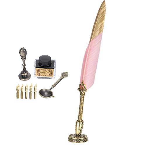 Akozon Vintage Federkieler-Set – Eleganter Füllfederhalter mit Premium-Feder, Ideales Weihnachtsgeschenk für Kalligraphie und Signieren – Dekorativer Tauchstift mit Goldener von Akozon