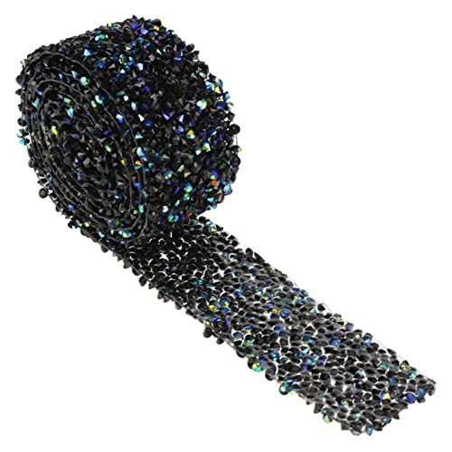 Diamant-Mesh-Wickelrolle, Glitzerndes Kristall-Strassband, Hochzeitsdekoration, Professionelles Zubehör für den Einsatz (Schwarz + Blau AB Farbe) von Akozon