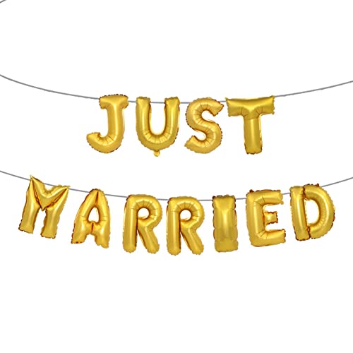 JUST MARRIED Banner-Ballon für Hochzeit, Verlobung, Party, Dekoration (GOLD) von Akozon