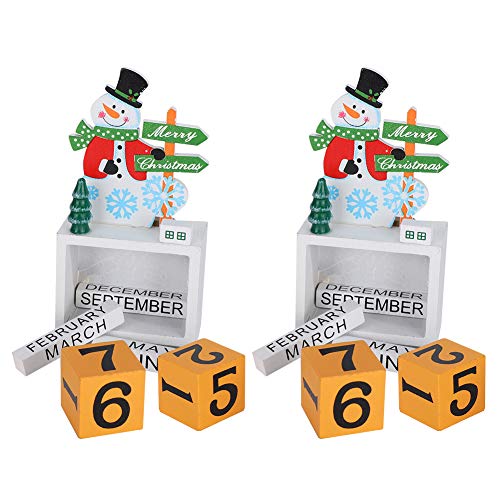 Premium-Countdown-Schreibtischkalender, Adventskalender, Ornament, Adventskalender, 2er-Set, Bastelfunktion aus Holz, Weihnachtsdekoration für Tische und Regale, Perfektes von Akozon