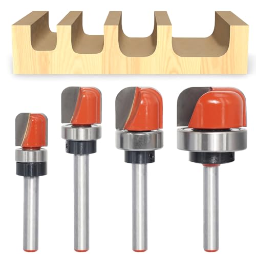 Akylin Dish Carving Router Bits, 1/4 Inch Shank Bowl and Tray Template Router Bit Set with Kugellager, Cutting Dia. 1/5.1 cm, 9/40.6 cm, 5/20.3 cm and 5/20.3 cm, Wood Cutter Woodworking Tool von Akylin