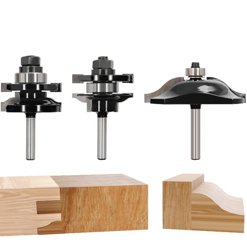 Akylin Ogee Rail and Styles Router Bits, 3PCS Router Bit Set 1/4 Inch Shank,Raised Panel Cabinet Door Making Router Bits for Woodworking,Door&Window Project von Akylin