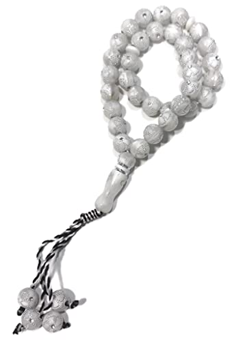 Muslimische Tasbih 33 Gebetskette Rosenkranz AMN-312 Islam betend Misbaha schönes Design 10mm Islamische Religion Subha Sibha Eid Ramadan Geschenk (weiß) von Al-Ameen Muslim Gift