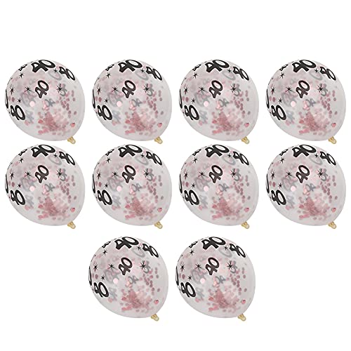 Aladeno 10 Stück Luftballons in verschiedenen Farben mit Nummer 40-Muster, Partyballons, Geburtstagsballons für Geburtstag, Babyparty, Hochzeit, Partyzubehör, Jubiläum, (rose gold confetti balls) von Aladeno