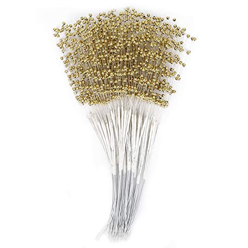 Aladeno 100 Stück DIY Perlenstäbchen, tragbare künstliche Perlen, Perlenkette für Hochzeit, Braut, Blumenstrauß, Perlenkette, Perlendekoration für Hochzeitsfeier, Tischdekoration (Gold) von Aladeno