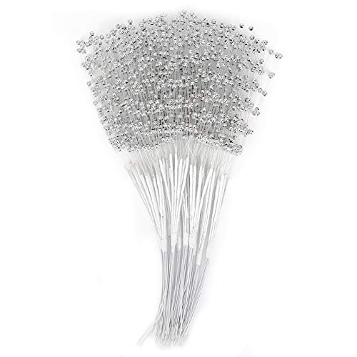 Aladeno 100 Stück DIY Perlenstäbchen, tragbare künstliche Perlen, Perlenkette für Hochzeit, Braut, Blumenstrauß, Perlenkette, Perlendekoration für Hochzeitsfeier, Tischdekoration (Silver) von Aladeno